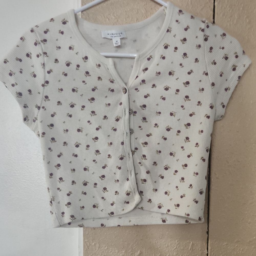 Kirious Cream Floral Crop Top